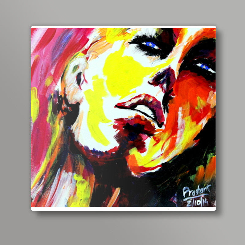 Blue eyed woman | Painting Square Art Prints