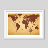 World Map Wall Poster Premium Italian Wooden Frames