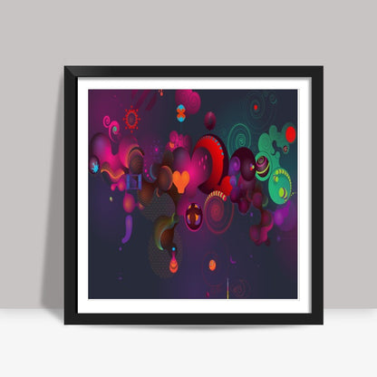Flying hearts Square Art Prints