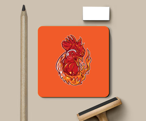 Rooster on fire Coasters