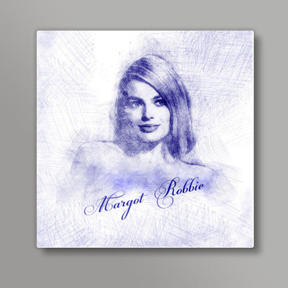 Margot Robbie pen sketch Square Art Prints