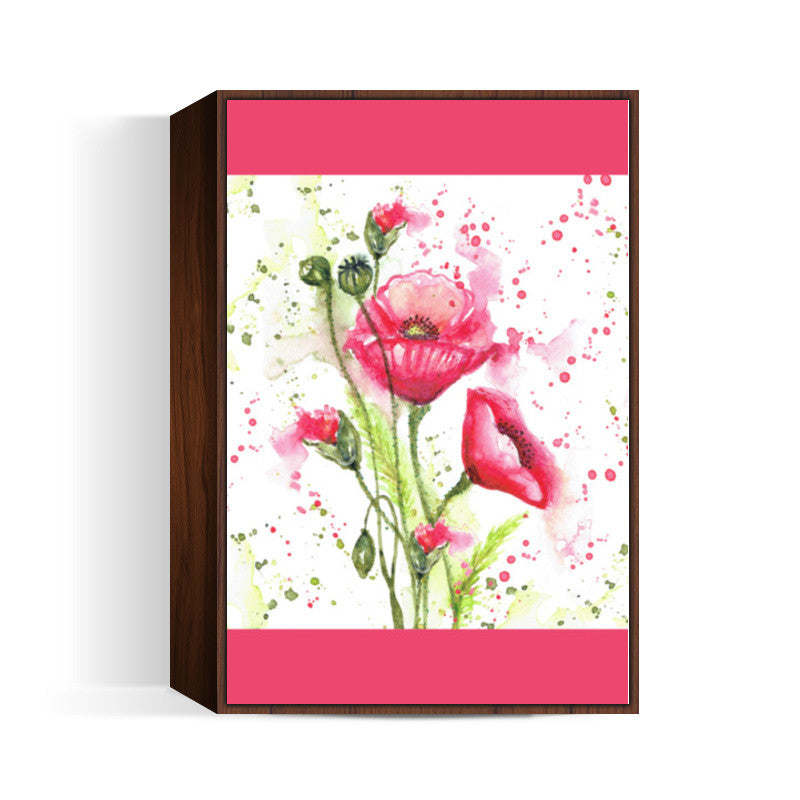 Pretty Pink Poppies Watercolor Floral Modern Art Illustration Wall Art