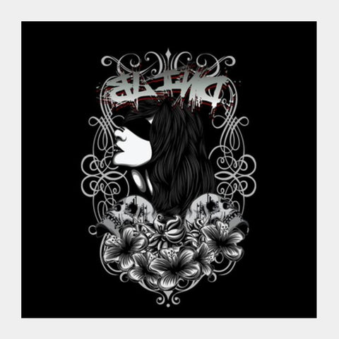 Women With Tattoo Flower  Square Art Prints PosterGully Specials