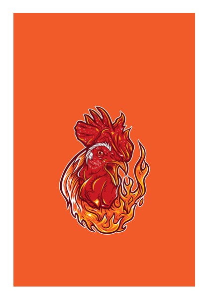 Rooster on fire Wall Art