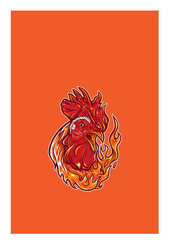 Rooster on fire Wall Art