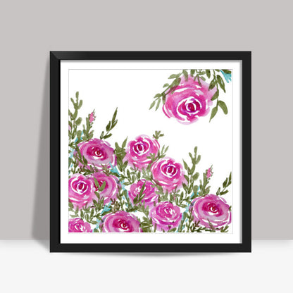 Watercolor Flowers Painting Summer Floral  Square Art Prints