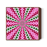 Beautiful Pink Green Geometric Flower Digital Optical Art Background Square Art Prints