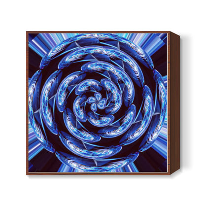 Abstract Blue Fractal Flower Digital Artwork Graphic Design Square Art Prints