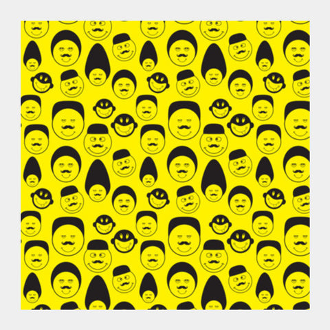 Yellow With Black Funny Faces  Square Art Prints PosterGully Specials