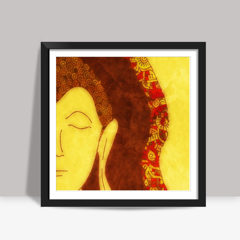 Half Buddha Zenscrawl Square Art Prints