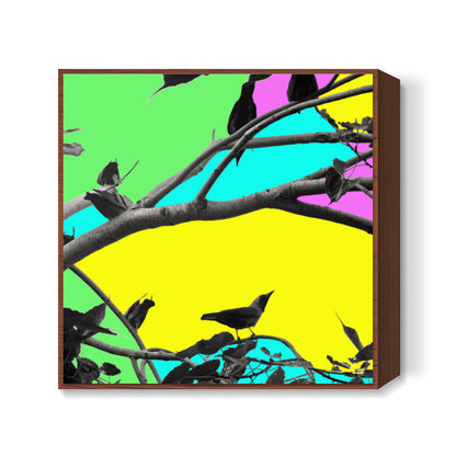 Birdies in Color Square Art Prints