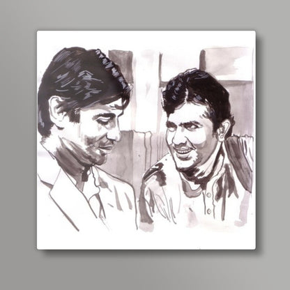 Amitabh Bachchan and Rajesh Khanna discuss the philosophy of life Square Art Prints