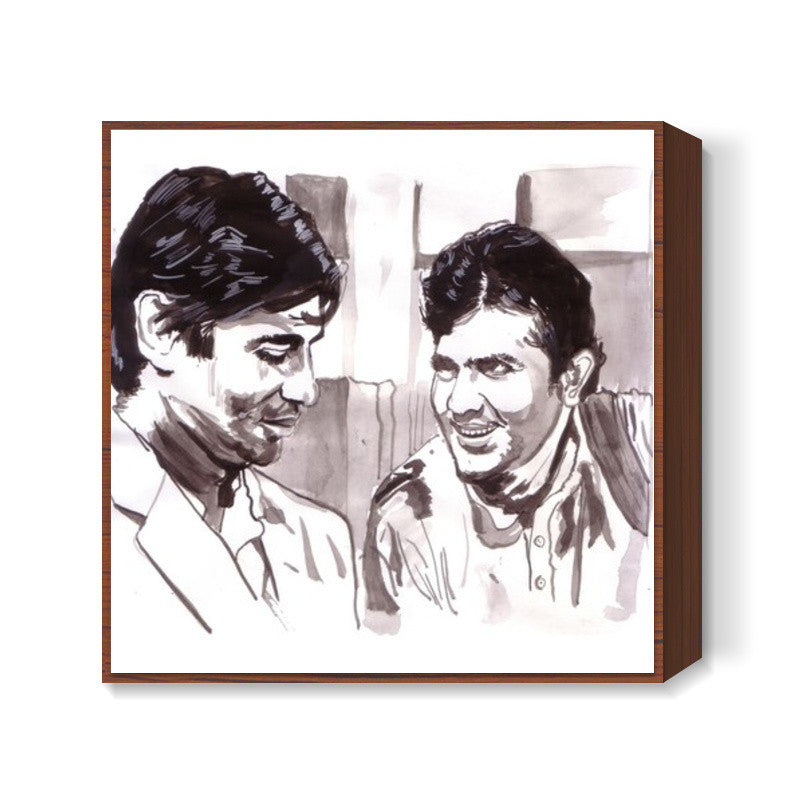 Amitabh Bachchan and Rajesh Khanna discuss the philosophy of life Square Art Prints