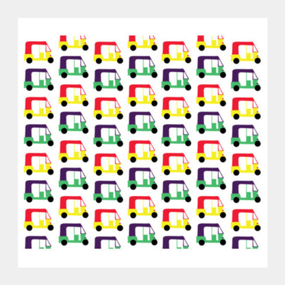 Auto Rickshaw Pattern Square Art Prints