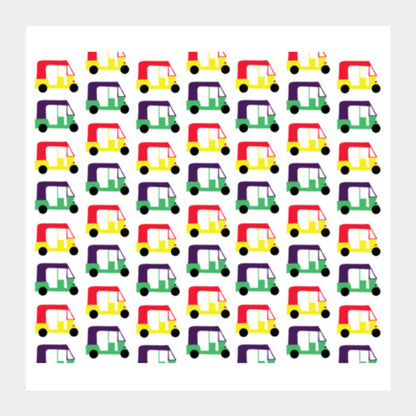 Auto Rickshaw Pattern Square Art Prints