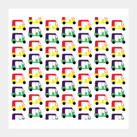Auto Rickshaw Pattern Square Art Prints