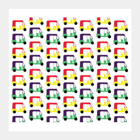 Auto Rickshaw Pattern Square Art Prints