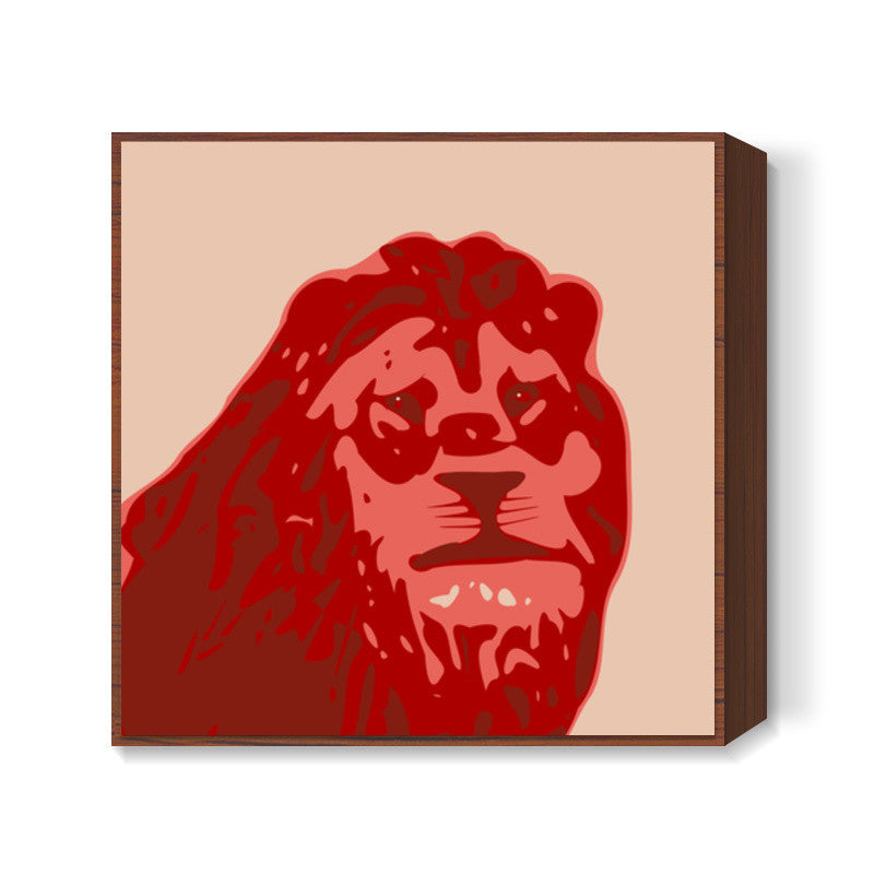 Abstract Lion Red Square Art Prints