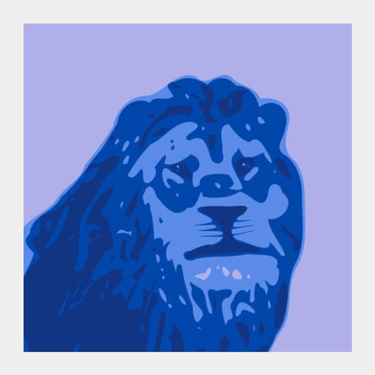 Abstract Lion Blue Square Art Prints PosterGully Specials