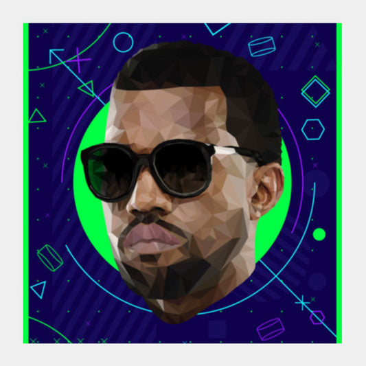 Kanye West Low Poly Square Art Prints