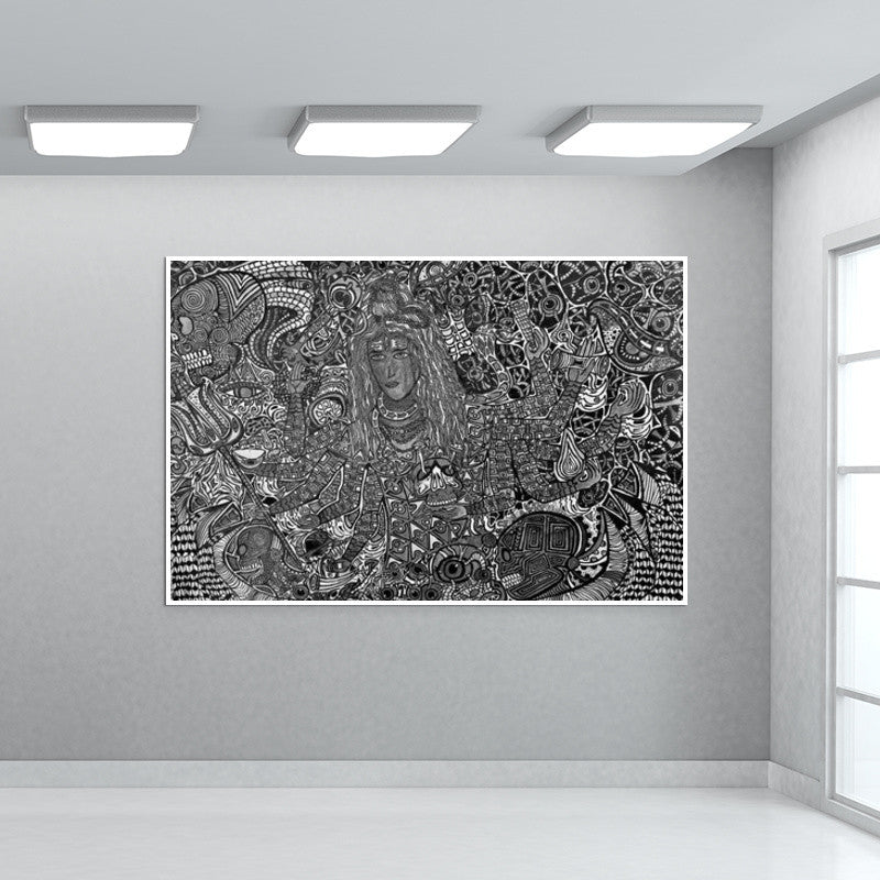 Hi-tech Shiva b&w Wall Art