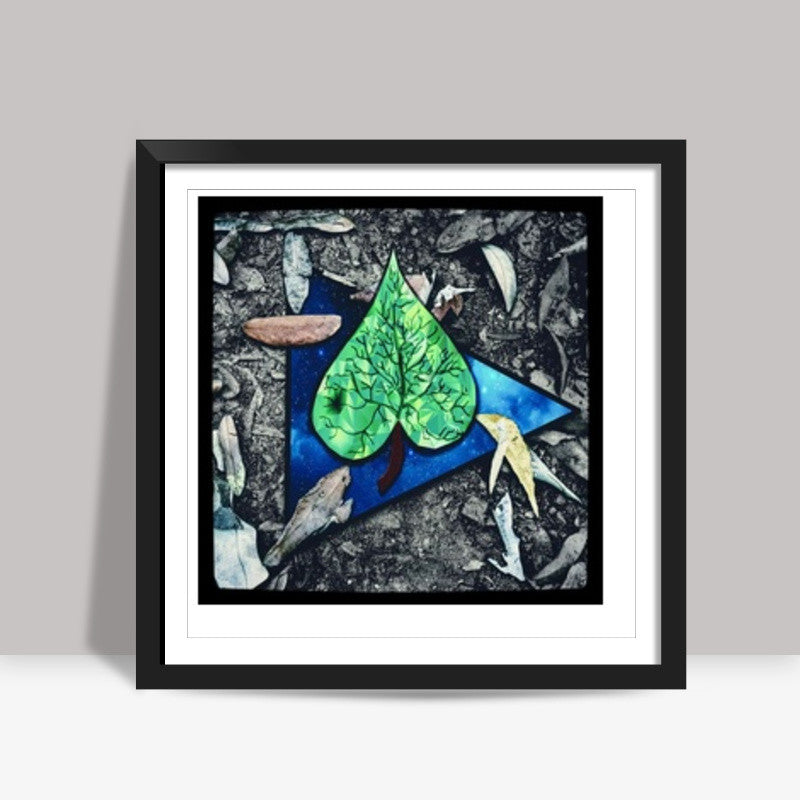 Emerald leaf space  Square Art Prints