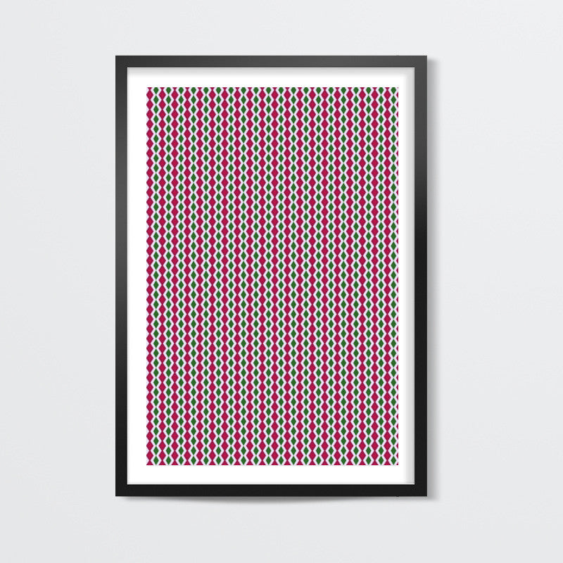 Vintage Vertical Pink And Green Diamond Stripe Retro Pattern Wall Art