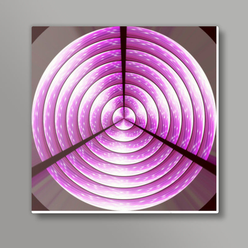 Geometric Pink Circular Fractal Radial Disc Series Background Square Art Prints