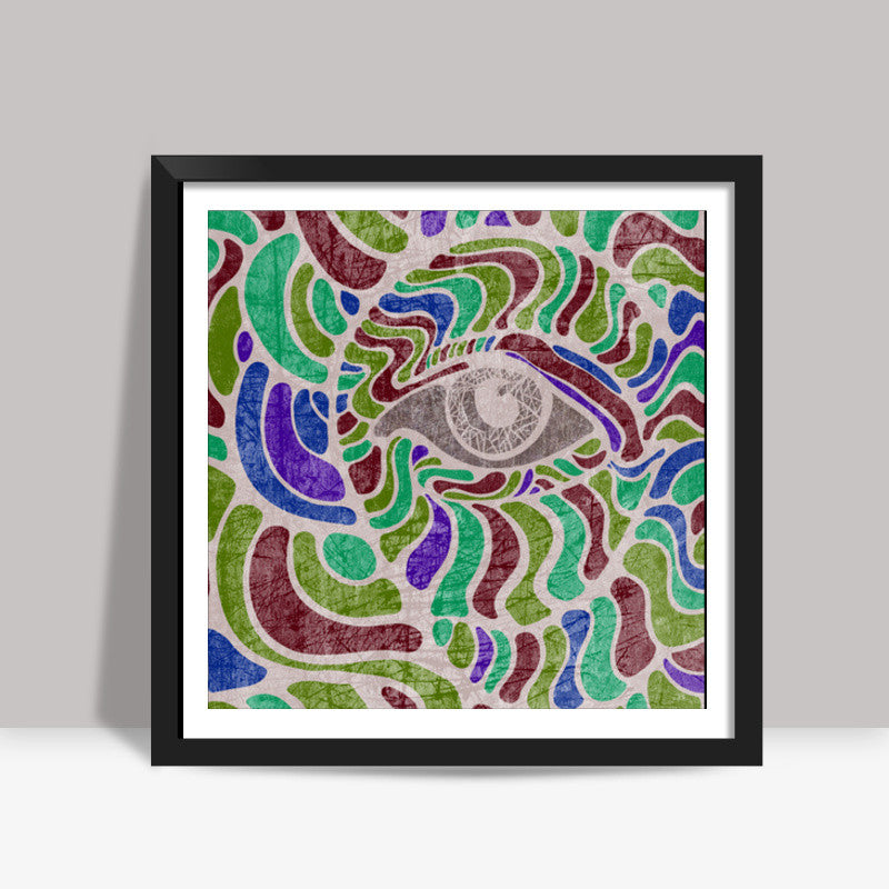 abstract eye colorful vector illustration Square Art Prints