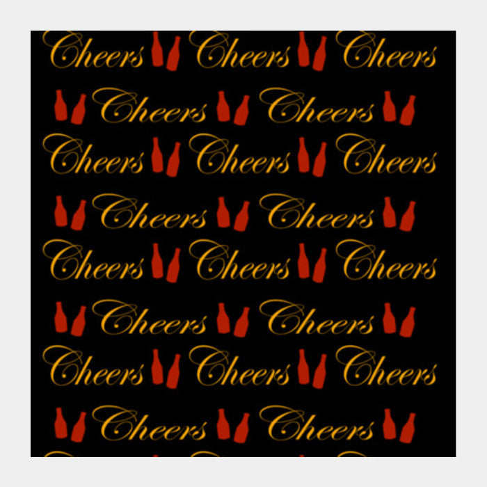 Cheers Typography Bar Art Black Design Square Art Prints