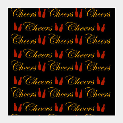 Cheers Typography Bar Art Black Design Square Art Prints