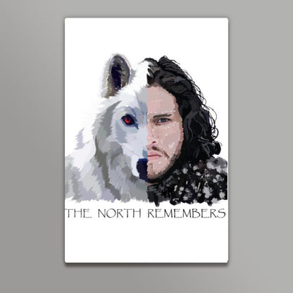 Jon Snow and Ghost captioned Wall Art