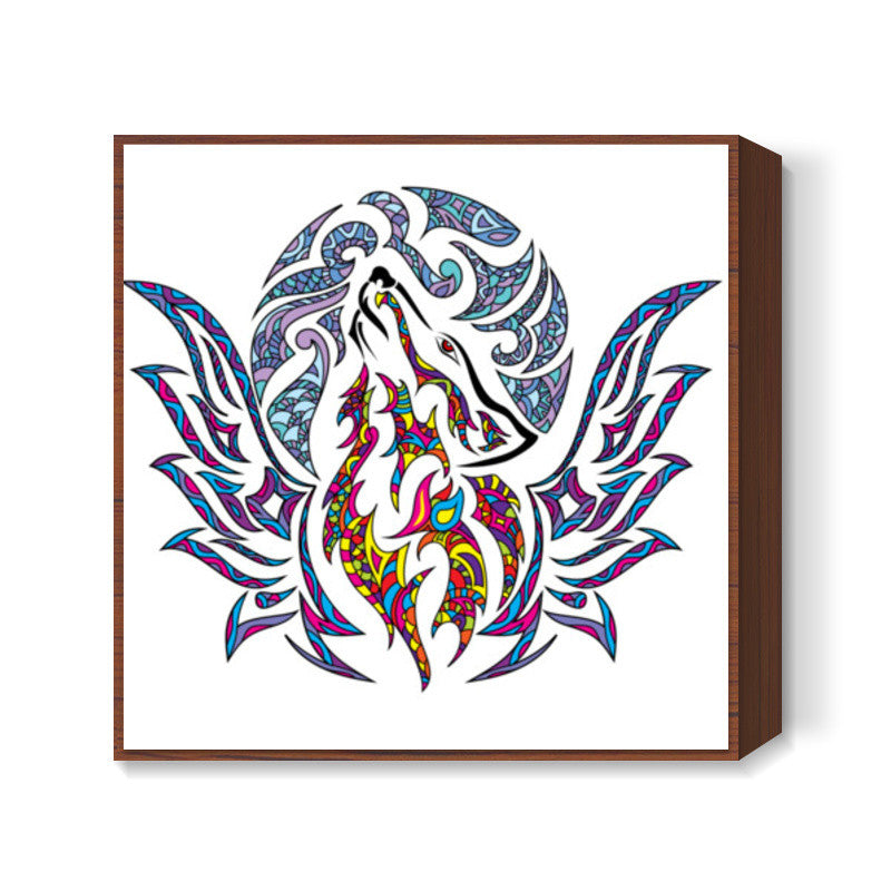 Doodle Wolf Square Art Prints