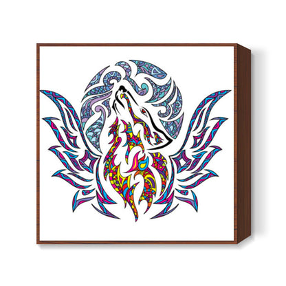 Doodle Wolf Square Art Prints