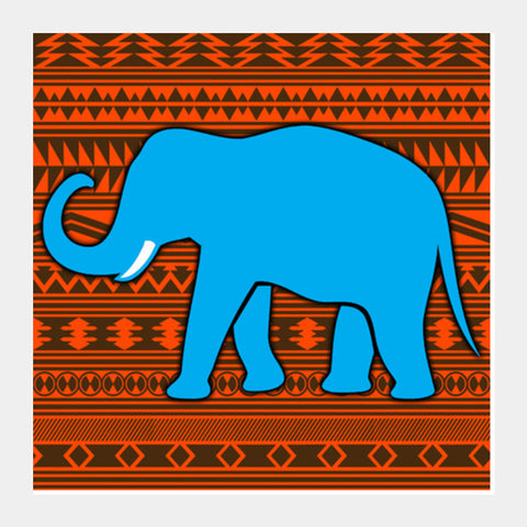 Blue Elephant Square Art Prints
