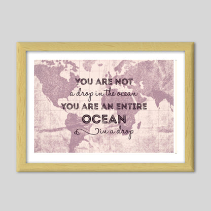 Motivational Quote World Map Premium Italian Wooden Frames