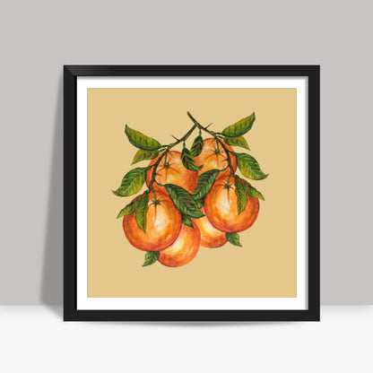 Bunch Of Oranges Watercolor Fruit Painting Square Art Prints