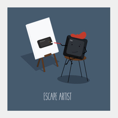 Escape Artist Pun  Square Art Prints