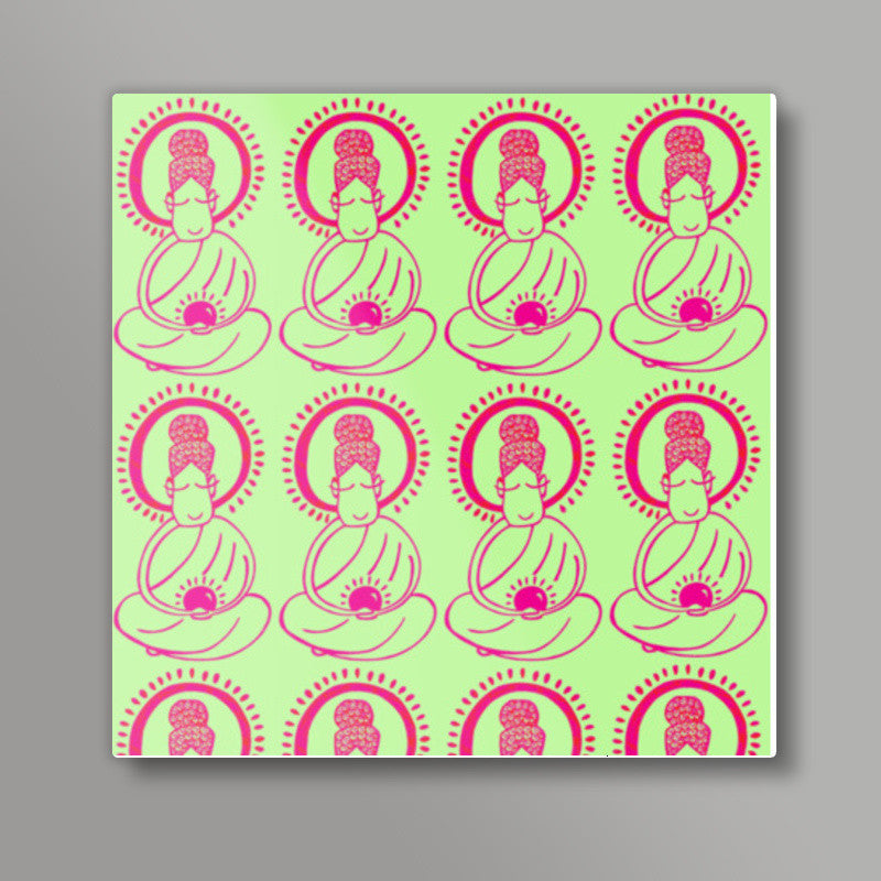 Buddha_LimeGreen Square Art Prints