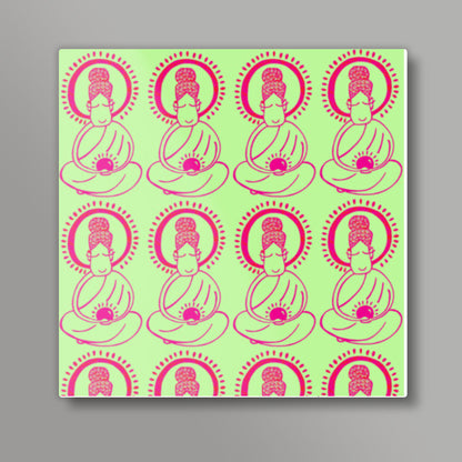 Buddha_LimeGreen Square Art Prints