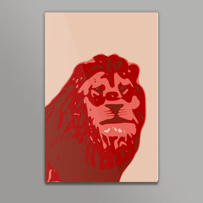 Abstract Lion Red Wall Art