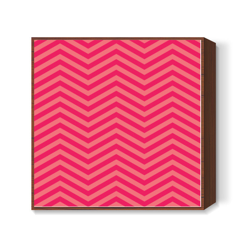 Light Pink and Dark Pink Zig Zag Square Art Prints