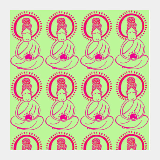 Buddha_LimeGreen Square Art Prints