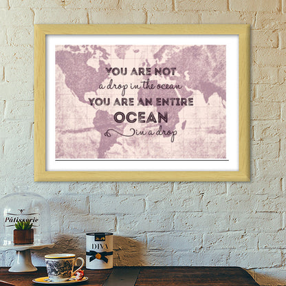 Motivational Quote World Map Premium Italian Wooden Frames