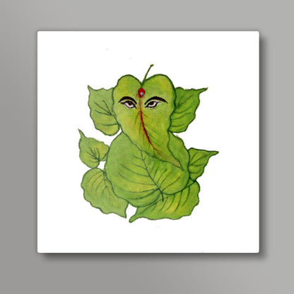 Leaf Ganesha Square Art Print