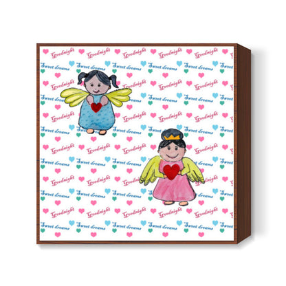 Cute Fairies Good Night Sweet Dreams Kids Nursery Square Art Prints