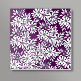 White Flowers on Purple Beautiful Floral Design Background Square Art Prints