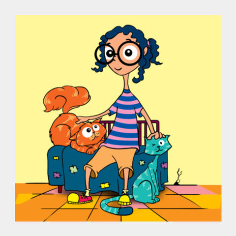 Cat Gal Square Art Prints PosterGully Specials