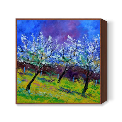 appletrees in spring Square Art Prints