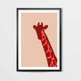 Abstract Giraffe Red Wall Art